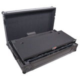 ATA Flight Style Road Case For Pioneer DDJ-FLX10 or DDJ-GRV6 with Laptop Shelf 1U Rack Space Wheels and LED Black Finish