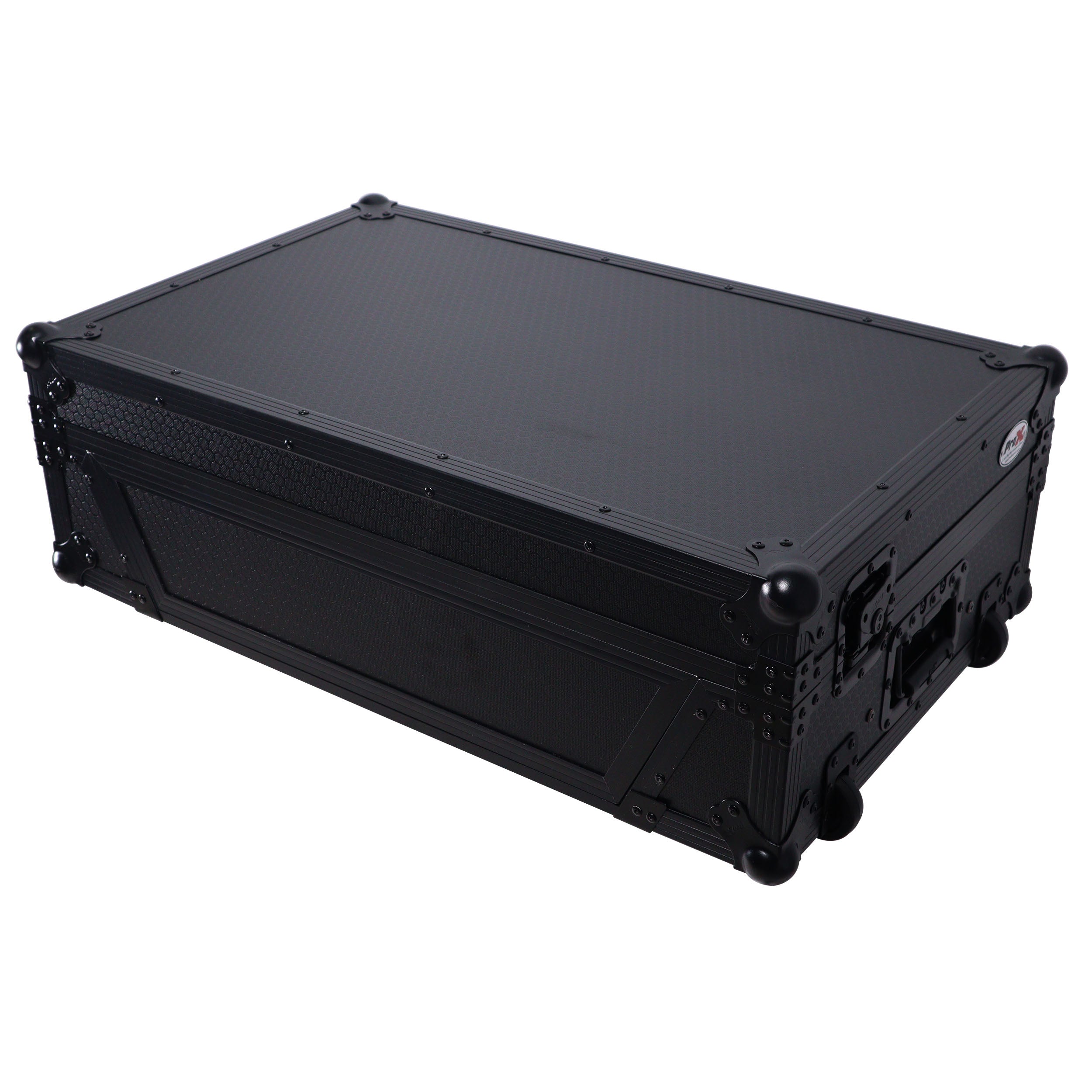 Flight Style Road Case For Pioneer DDJ-FLX10 or DDJ-GRV6 DJ Controller with Laptop Shelf 2U Rack Space Wheels - Black Finish
