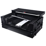 Flight Style Road Case For Pioneer DDJ-FLX10 or DDJ-GRV6 DJ Controller with Laptop Shelf 2U Rack Space Wheels - Black Finish