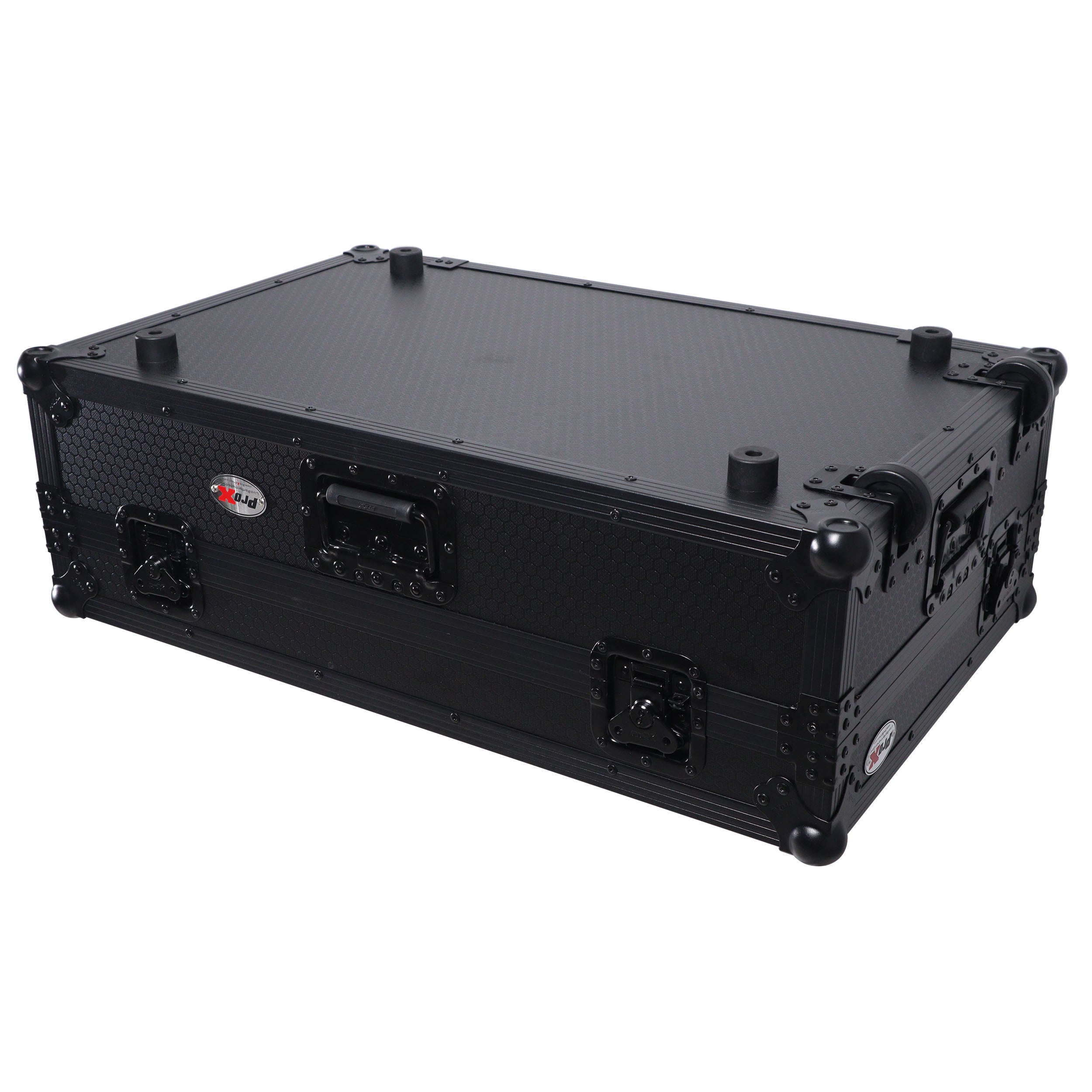 Flight Style Road Case For Pioneer DDJ-FLX10 or DDJ-GRV6 DJ Controller with Laptop Shelf 2U Rack Space Wheels - Black Finish