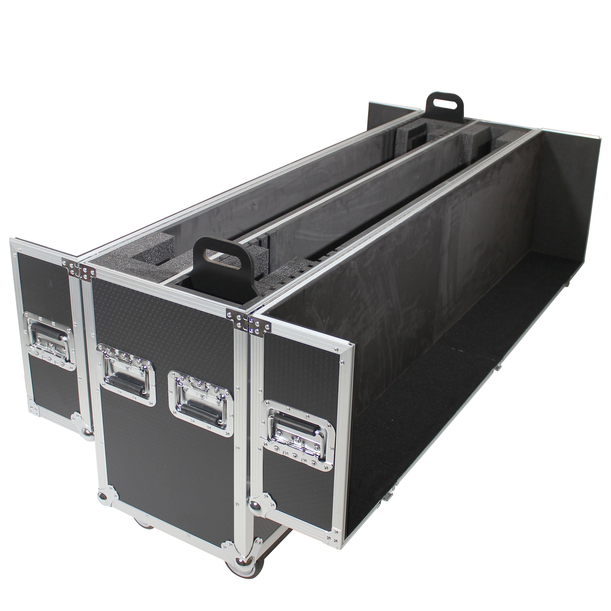 Universal Case for Flat Panel Monitor LED-LCD-Plasma TV Dual 55" to 70" Adjustable Flight Case W-4 Inch Casters