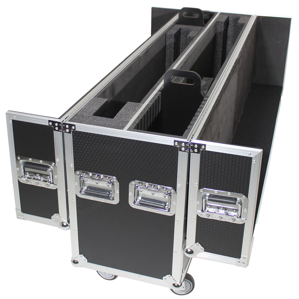 Universal Case for Flat Panel Monitor LED-LCD-Plasma TV Dual 55" to 70" Adjustable Flight Case W-4 Inch Casters