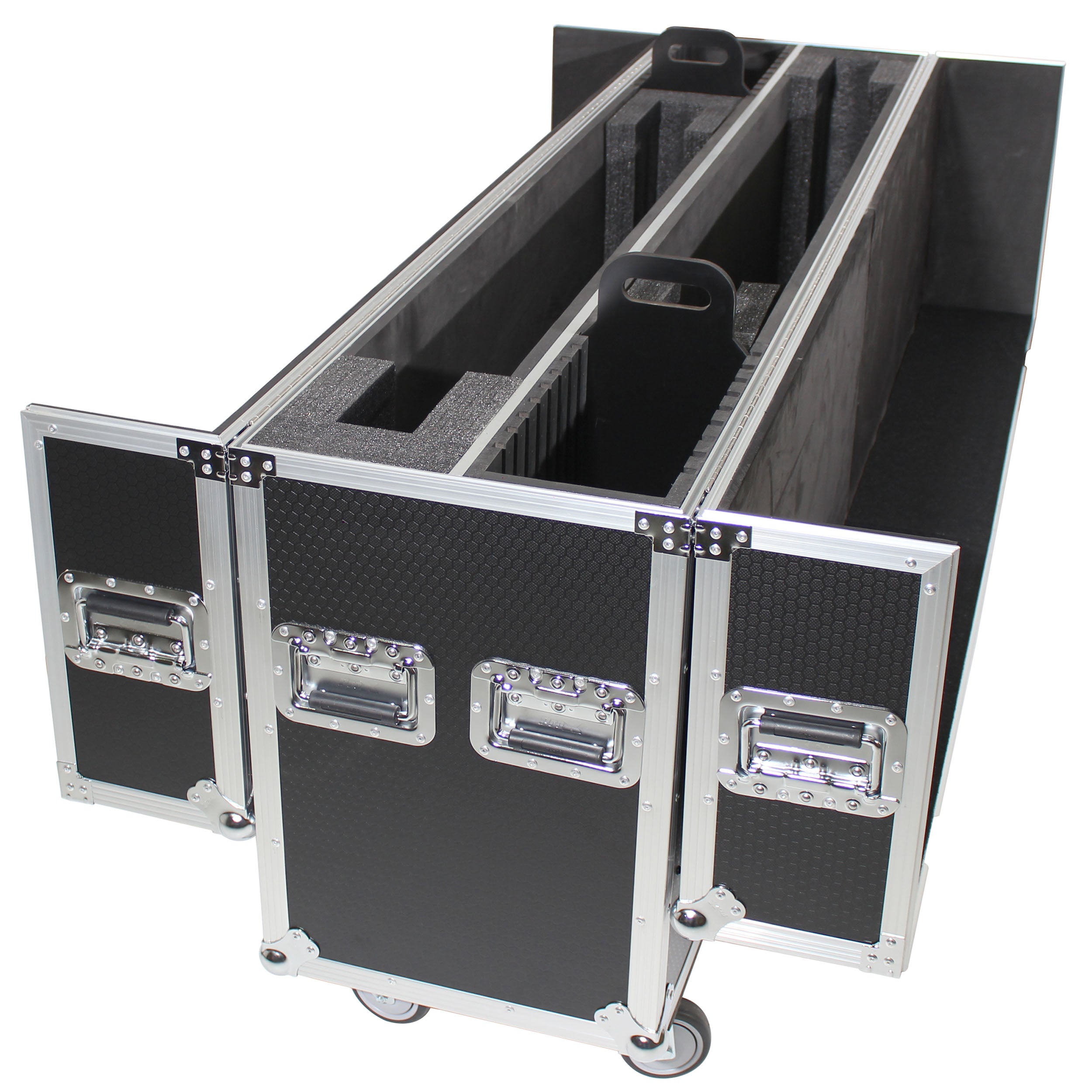 Universal Case for Flat Panel Monitor LED-LCD-Plasma TV Dual 55" to 70" Adjustable Flight Case W-4 Inch Casters
