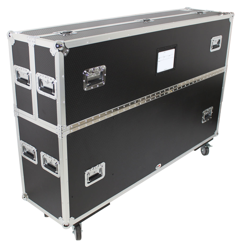 Universal Case for Flat Panel Monitor LED-LCD-Plasma TV Dual 55" to 70" Adjustable Flight Case W-4 Inch Casters