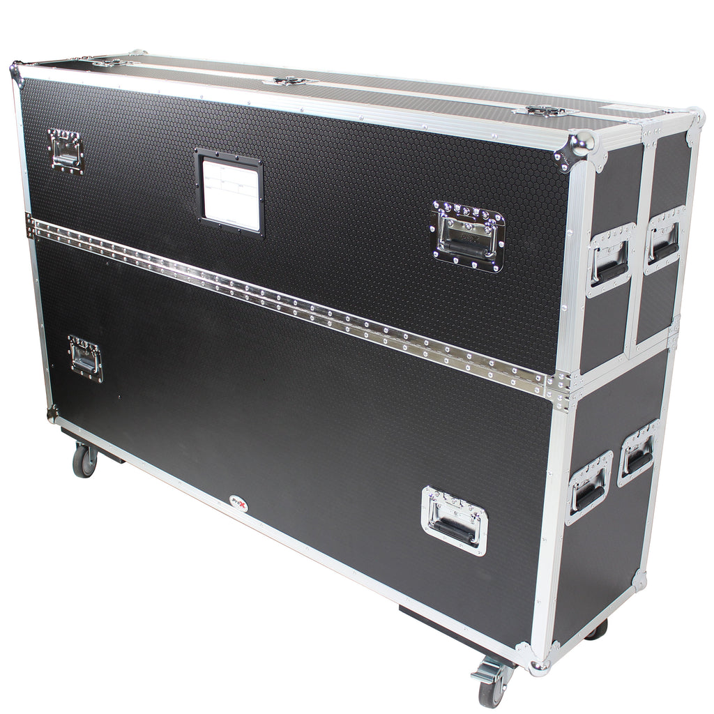 Universal Case for Flat Panel Monitor LED-LCD-Plasma TV Dual 55" to 70" Adjustable Flight Case W-4 Inch Casters