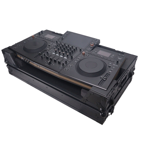 ATA Flight Style Road Case For Pioneer Opus Quad DJ Controller with 1U Rack Space and Wheels - Black Finish