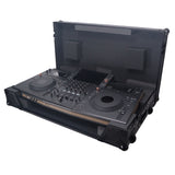 ATA Flight Style Road Case For Pioneer Opus Quad DJ Controller with 1U Rack Space and Wheels - Black Finish