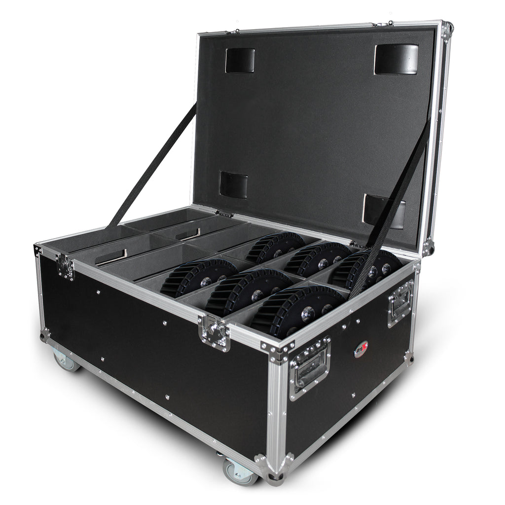 Par Can Universal Utility Case 4" Wheels Will Hold 6 of 12" x12" Large or 12 of 12" x 5.5" Slim LED Par Lights