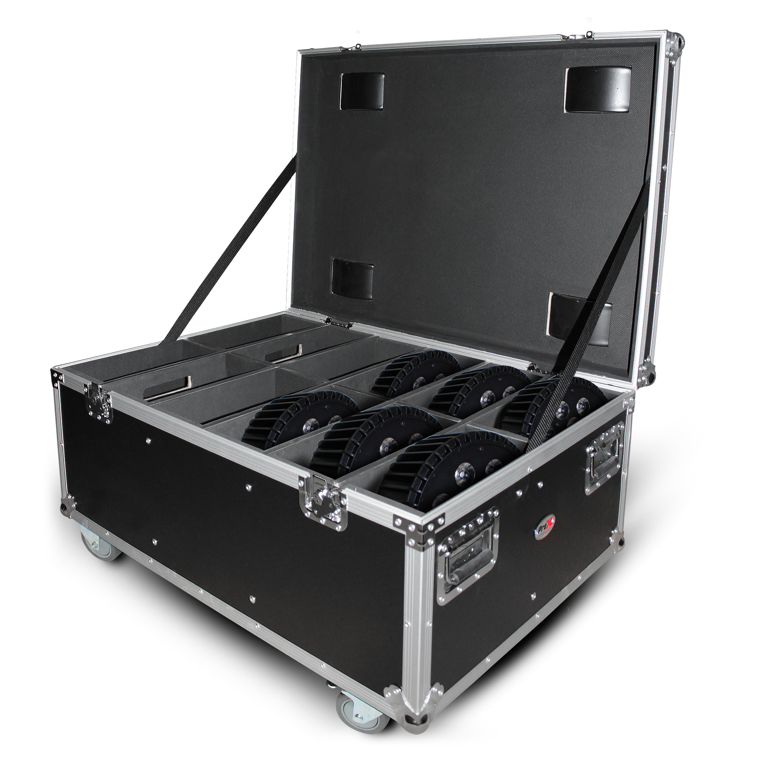 Par Can Universal Utility Case 4" Wheels Will Hold 6 of 12" x12" Large or 12 of 12" x 5.5" Slim LED Par Lights