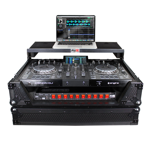 ATA Flight Case For Denon PRIME 2 DJ Controller with Laptop Shelf 1U Rack Space - Black