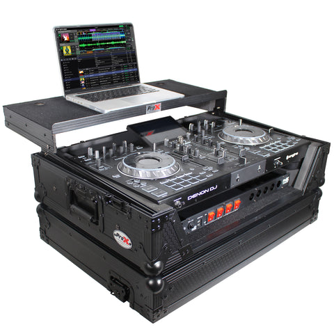 ATA Flight Case For Denon PRIME 2 DJ Controller with Laptop Shelf 1U Rack Space - Black