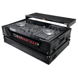 ATA Flight Case For Denon PRIME 4 MK2 DJ Controller with Laptop Shelf 1U Rack Space and Wheels - Black