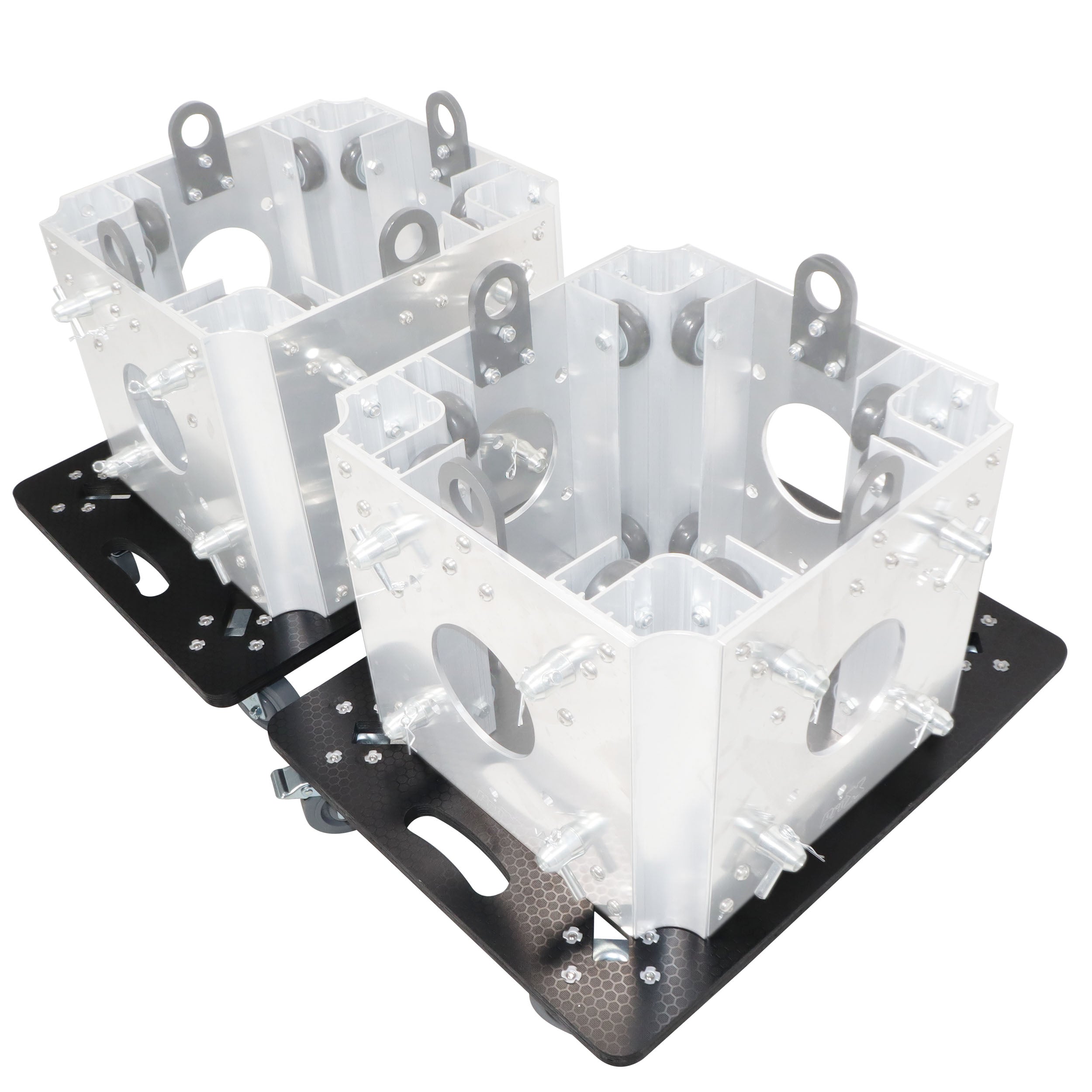 Set of 2 Caster Boards with 4" Industrial Grade Caster Wheels for Cases Truss Block Speakers Heavy Equipment