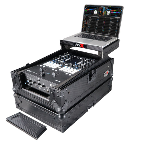 11" DJ Mixer Road Case W/Laptop Shelf for Rane Seventy-Two 72 and Rane Seventy (Black on Black)