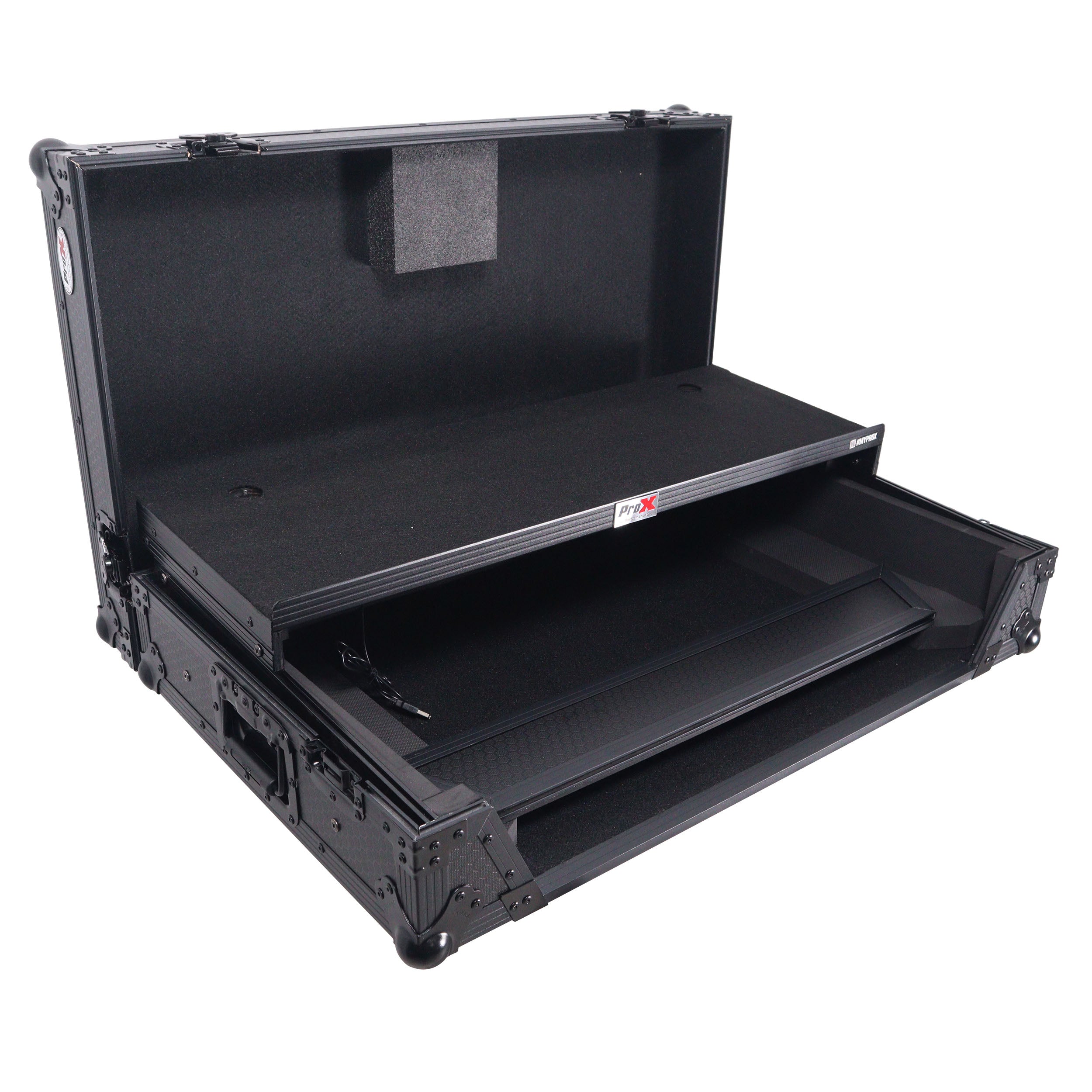 ATA Flight Style Road Case For RANE Four or RANE Performer DJ Controller with Laptop Shelf 1U Rack Space LED and Wheels - Black