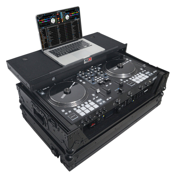 Flight Case For RANE ONE Dj Controller W-Sliding Laptop Shelf & Wheels| Black on Black