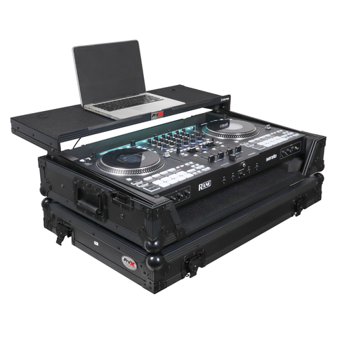 ATA Flight Style Road Case For RANE Four or RANE Performer DJ Controller with Laptop Shelf 1U Rack Space LED and Wheels - Black
