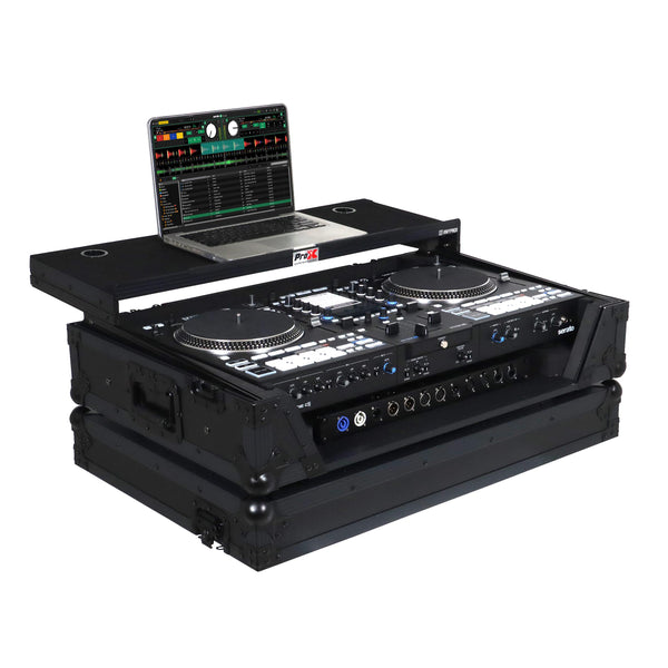 Flight Case For RANE SYSTEM ONE Dj Controller Sliding Laptop Shelf & Wheels Black on Black LED Kit 1U