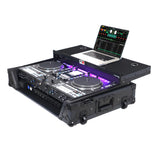 Flight Case For RANE SYSTEM ONE Dj Controller Sliding Laptop Shelf & Wheels Black on Black LED Kit 1U