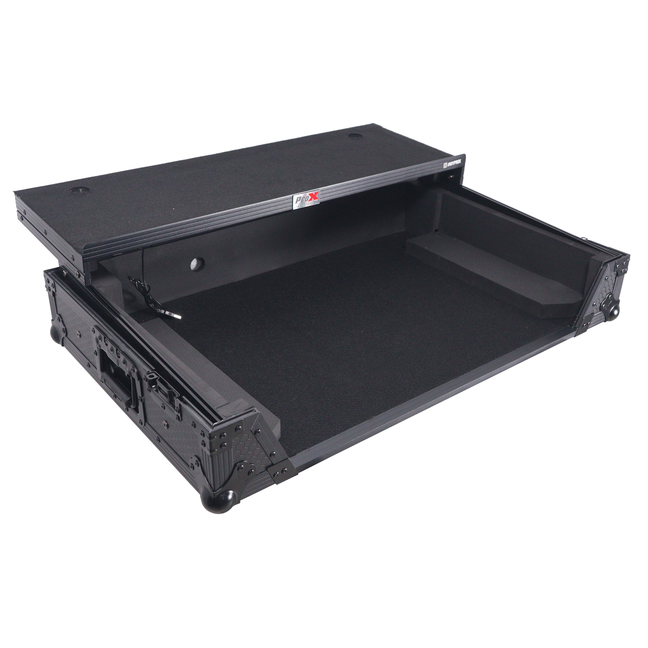 Flight Case For RANE SYSTEM ONE Dj Controller Sliding Laptop Shelf & Wheels Black on Black LED Kit 1U
