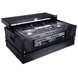 ATA Style Flight Case for Pioneer DDJ-REV7 DDJ-1000 SRT DJ Controller with 2U Rack Space Laptop Shelf Wheels LED Black Finish