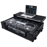 ATA Style Flight Case for Pioneer DDJ-REV7 DDJ-1000 SRT DJ Controller with 2U Rack Space Laptop Shelf Wheels LED Black Finish