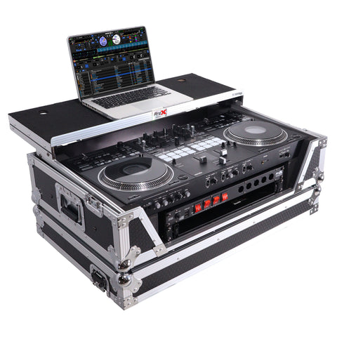 ATA Style Flight Case for Pioneer DDJ-REV7 & DDJ-1000 SRT DJ Controller with 2U Rack Space Laptop Shelf Wheels LED kit