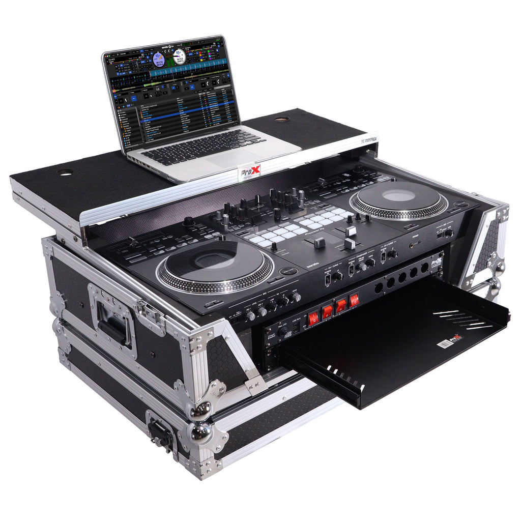ATA Style Flight Case for Pioneer DDJ-REV7 & DDJ-1000 SRT DJ Controller with 2U Rack Space Laptop Shelf Wheels LED kit