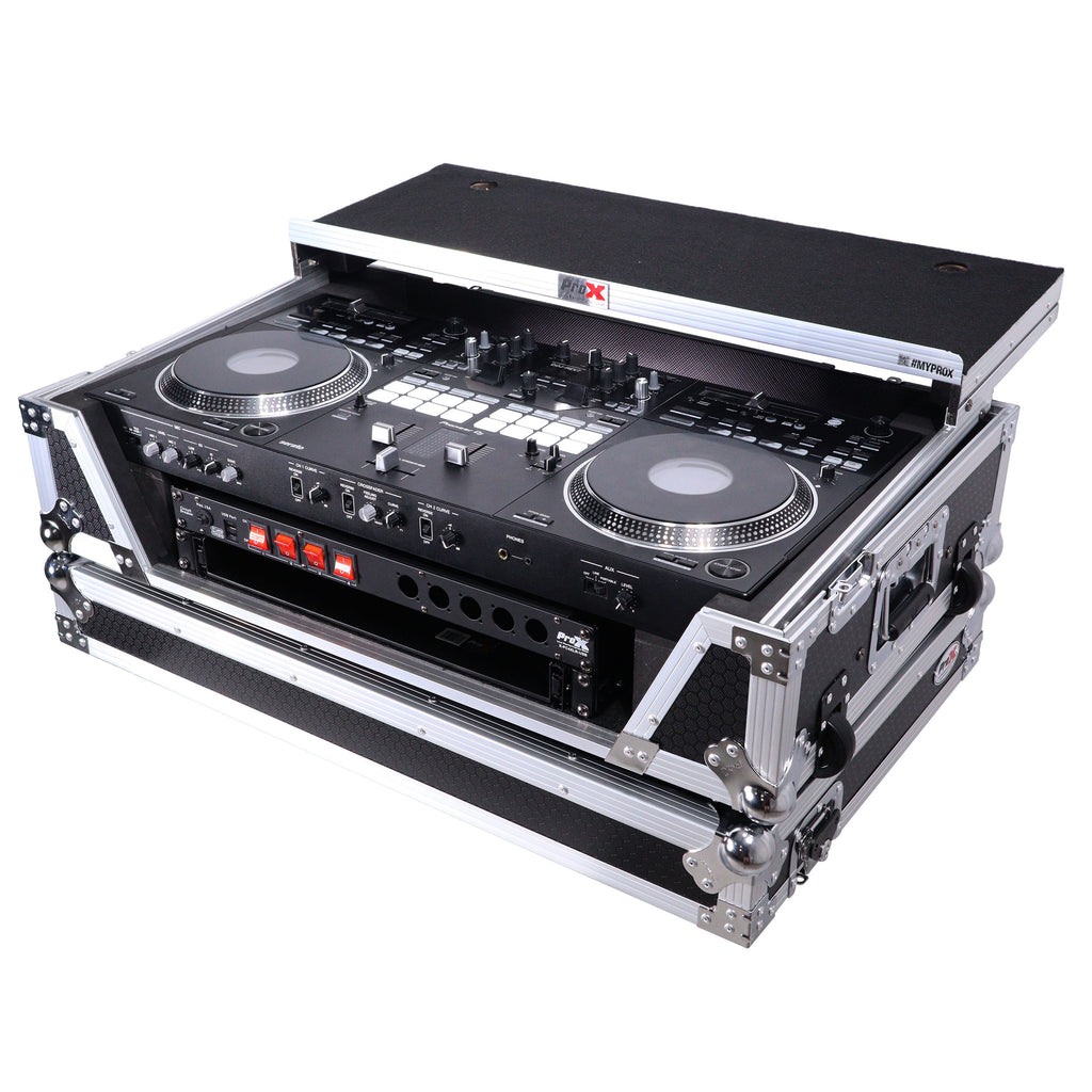 ATA Style Flight Case for Pioneer DDJ-REV7 & DDJ-1000 SRT DJ Controller with 2U Rack Space Laptop Shelf Wheels LED kit
