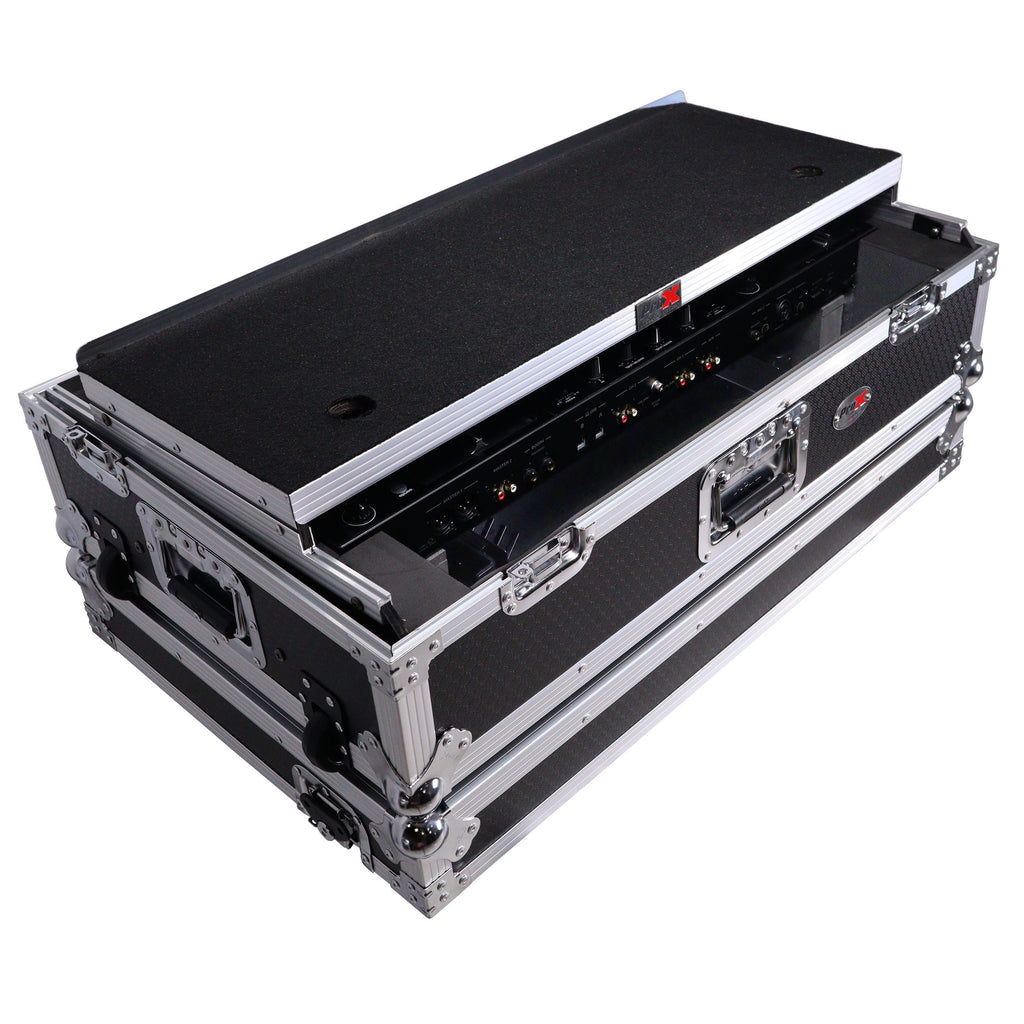 ATA Style Flight Case for Pioneer DDJ-REV7 & DDJ-1000 SRT DJ Controller with 2U Rack Space Laptop Shelf Wheels LED kit