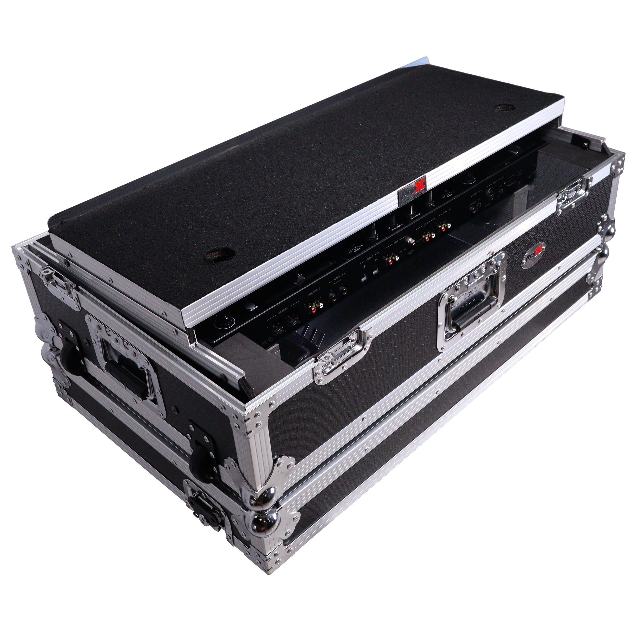 ATA Style Flight Case for Pioneer DDJ-REV7 & DDJ-1000 SRT DJ Controller with 2U Rack Space Laptop Shelf Wheels LED kit