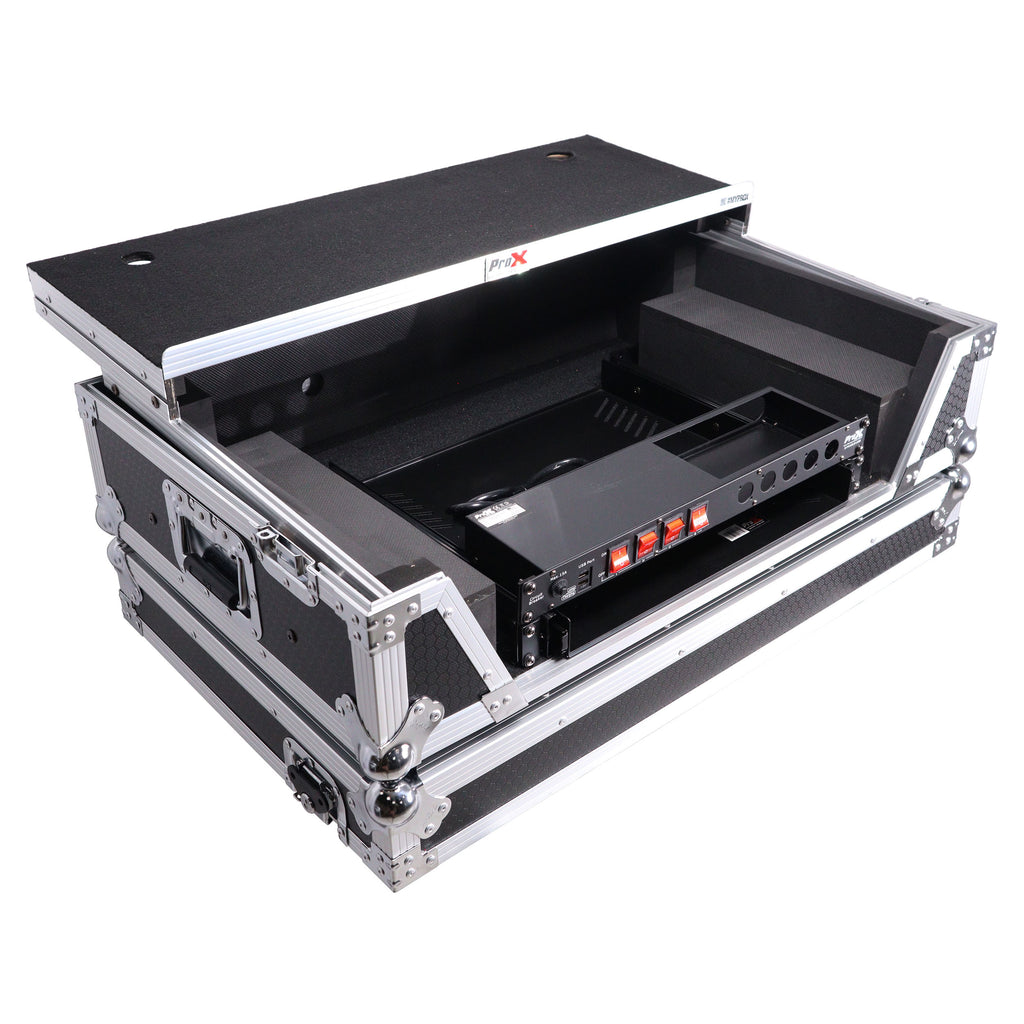ATA Style Flight Case for Pioneer DDJ-REV7 & DDJ-1000 SRT DJ Controller with 2U Rack Space Laptop Shelf Wheels LED kit