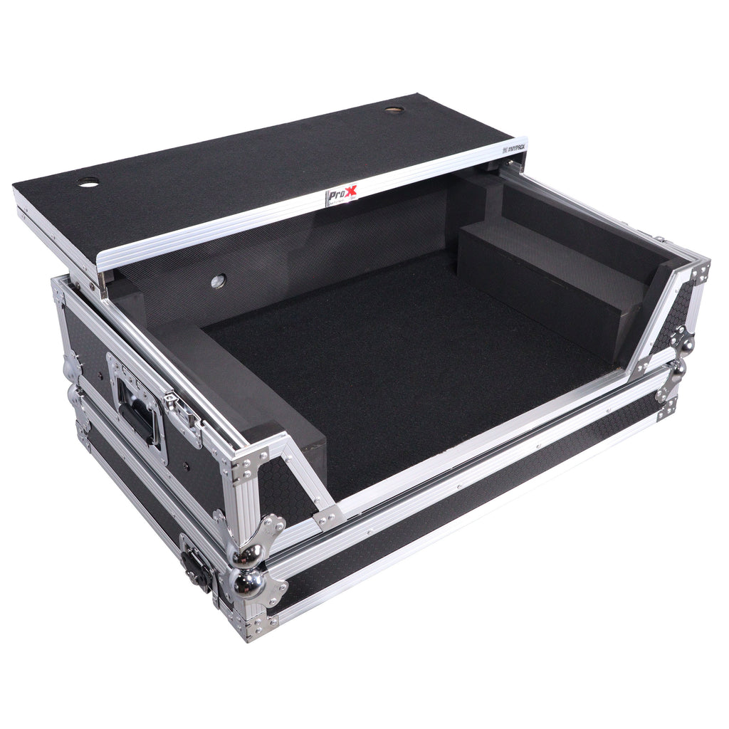 ATA Style Flight Case for Pioneer DDJ-REV7 & DDJ-1000 SRT DJ Controller with 2U Rack Space Laptop Shelf Wheels LED kit