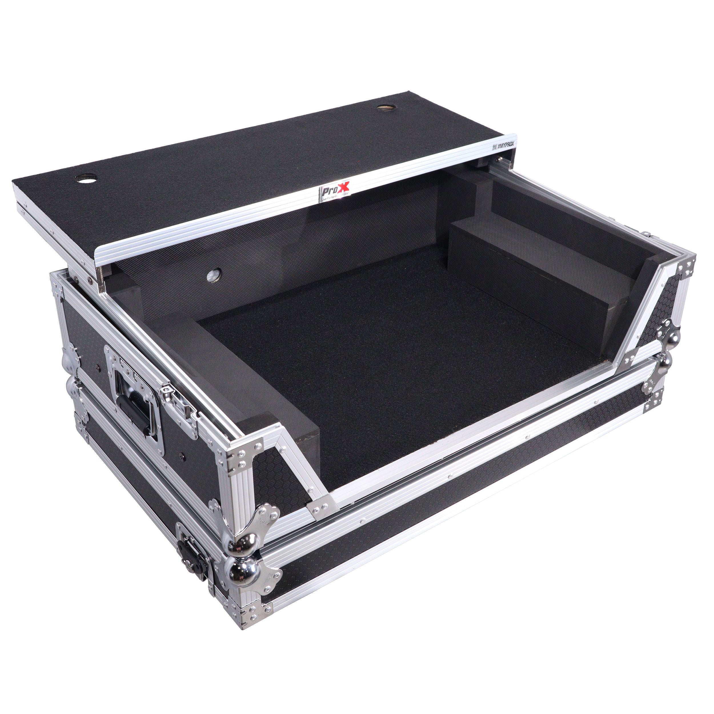 ATA Style Flight Case for Pioneer DDJ-REV7 & DDJ-1000 SRT DJ Controller with 2U Rack Space Laptop Shelf Wheels LED kit