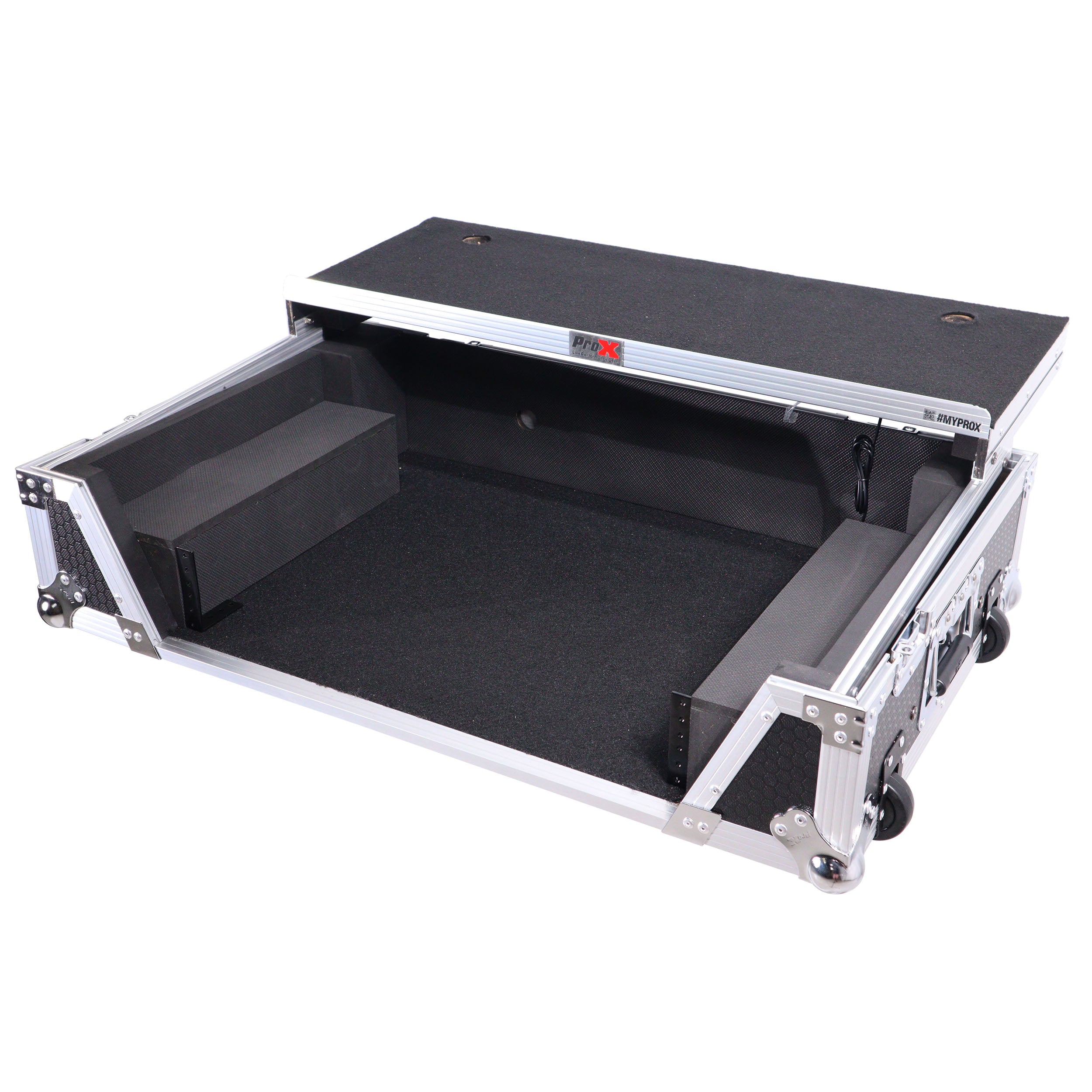 ATA Style Flight Case for Pioneer DDJ-REV7 & DDJ-1000 SRT DJ Controller with 2U Rack Space Laptop Shelf Wheels LED kit