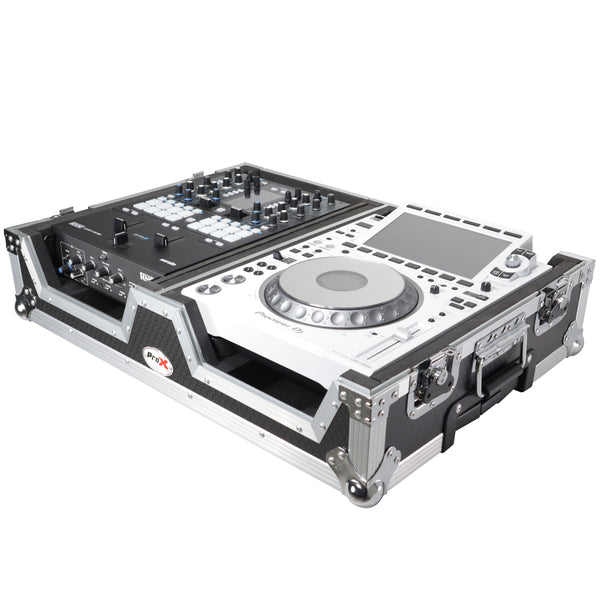 Single CD Player & 12" Mixer Case W/Low Profile Wheels and Retractable Handle