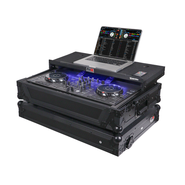 ATA Flight Style Road Case For Denon SC Live 2 Controller with Laptop Shelf 1U Rack Space RGB LED Black Finish