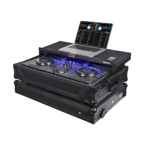 ATA Flight Style Road Case For Denon SC Live 2 Controller with Laptop Shelf 1U Rack Space RGB LED Black Finish