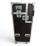 16U Shockmount Slam Door Rack Flight Case with Integrated Console Compartment, Sliding Doors and Casters for AV Production