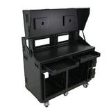 PRADO Mobile AV Broadcasting Streaming Recording Studio Workstation Case with 2x 4U Top 2x 12U Bottom Front Slamr Door All Black