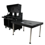 PRADO Mobile AV Broadcasting Streaming Recording Studio Workstation Case with 2x 4U Top 2x 12U Bottom Front Slamr Door All Black