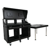 PRADO Mobile AV Broadcasting Streaming Recording Studio Workstation Case with 2x 4U Top 2x 12U Bottom Front Slamr Door All Black