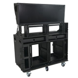 PRADO Mobile AV Broadcasting Streaming Recording Studio Workstation Case with 2x 4U Top 2x 12U Bottom Front Slamr Door All Black