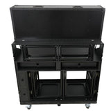 PRADO Mobile AV Broadcasting Streaming Recording Studio Workstation Case with 2x 4U Top 2x 12U Bottom Front Slamr Door All Black