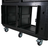 PRADO Mobile AV Broadcasting Streaming Recording Studio Workstation Case with 2x 4U Top 2x 12U Bottom Front Slamr Door All Black