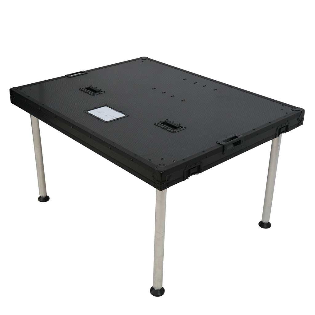 PRADO Mobile AV Broadcasting Streaming Recording Studio Workstation Case with 2x 4U Top 2x 12U Bottom Front Slamr Door All Black