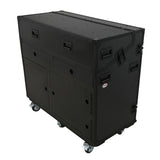 PRADO Mobile AV Broadcasting Streaming Recording Studio Workstation Case with 2x 4U Top 2x 12U Bottom Front Slamr Door All Black