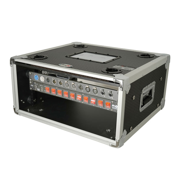 4U Vertical Shockmount Rack Case 14" Depth with Dual Top Sliding Slam Doors