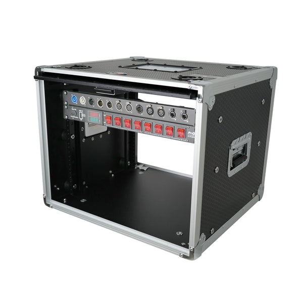 8U Vertical Shockmount Rack Case 14" Depth with Dual Top Sliding Slam Doors