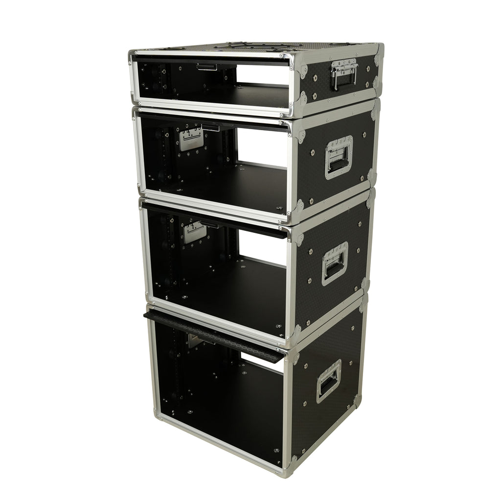 8U Vertical Shockmount Rack Case 14" Depth with Dual Top Sliding Slam Doors
